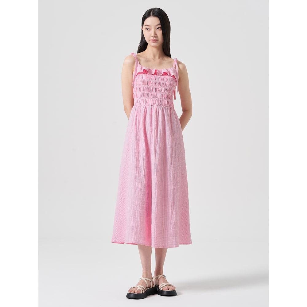 8SECONDS Check Smocking Sleeveless Dress Pink (324771Lyfx)
