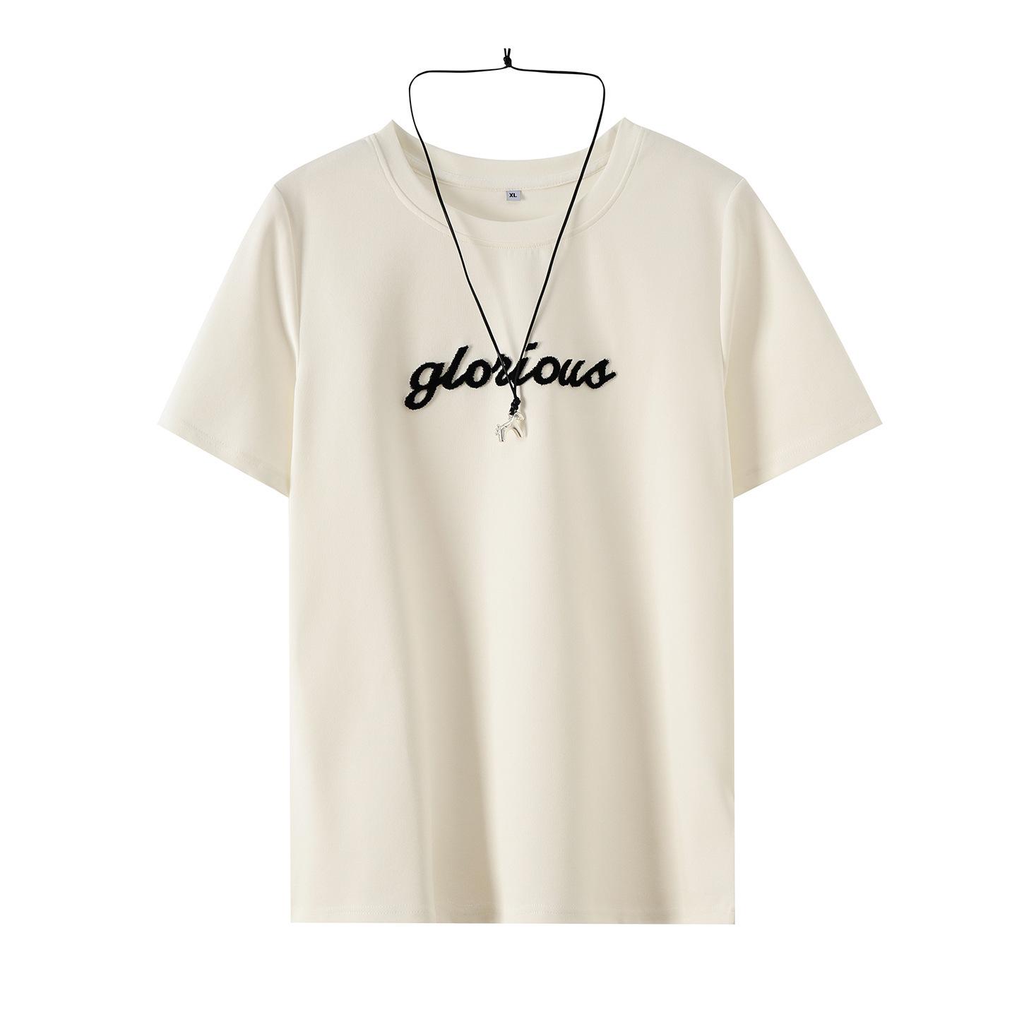 

Zhi Xuan Plus Size Korean Style Women s Simple Short Sleeve Pullover T-Shirt - Spring 2026 Loose Casual Slimming Top 4XL (191-220 jin) слонова кістка
