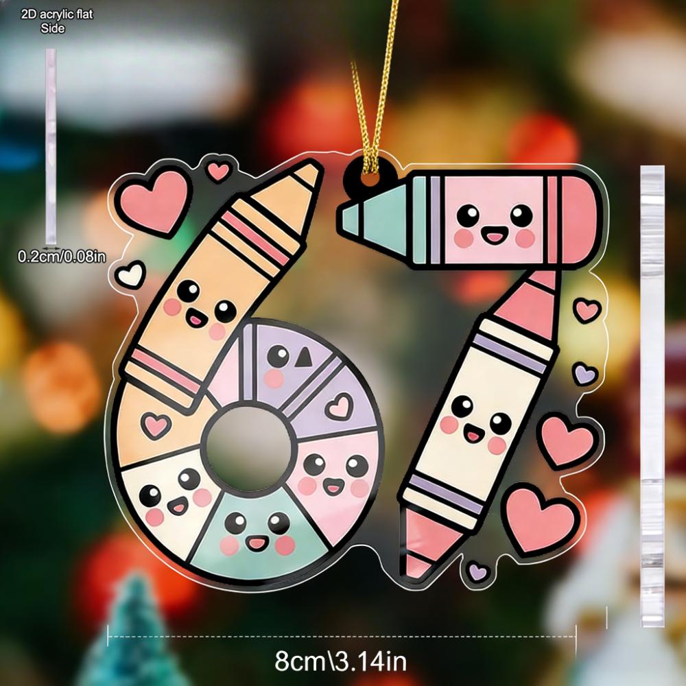 Acrylic Back to School Hanging Ornament with Adorable Pencil Pattern | Unique Six Seven Pendants, Drops & Finials - Ideal Gift for Friends, Classmates