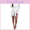 Womens Elegant Fashion Casual Romper Dress Lace Long Sleeve Sexy Short Jumpsuit