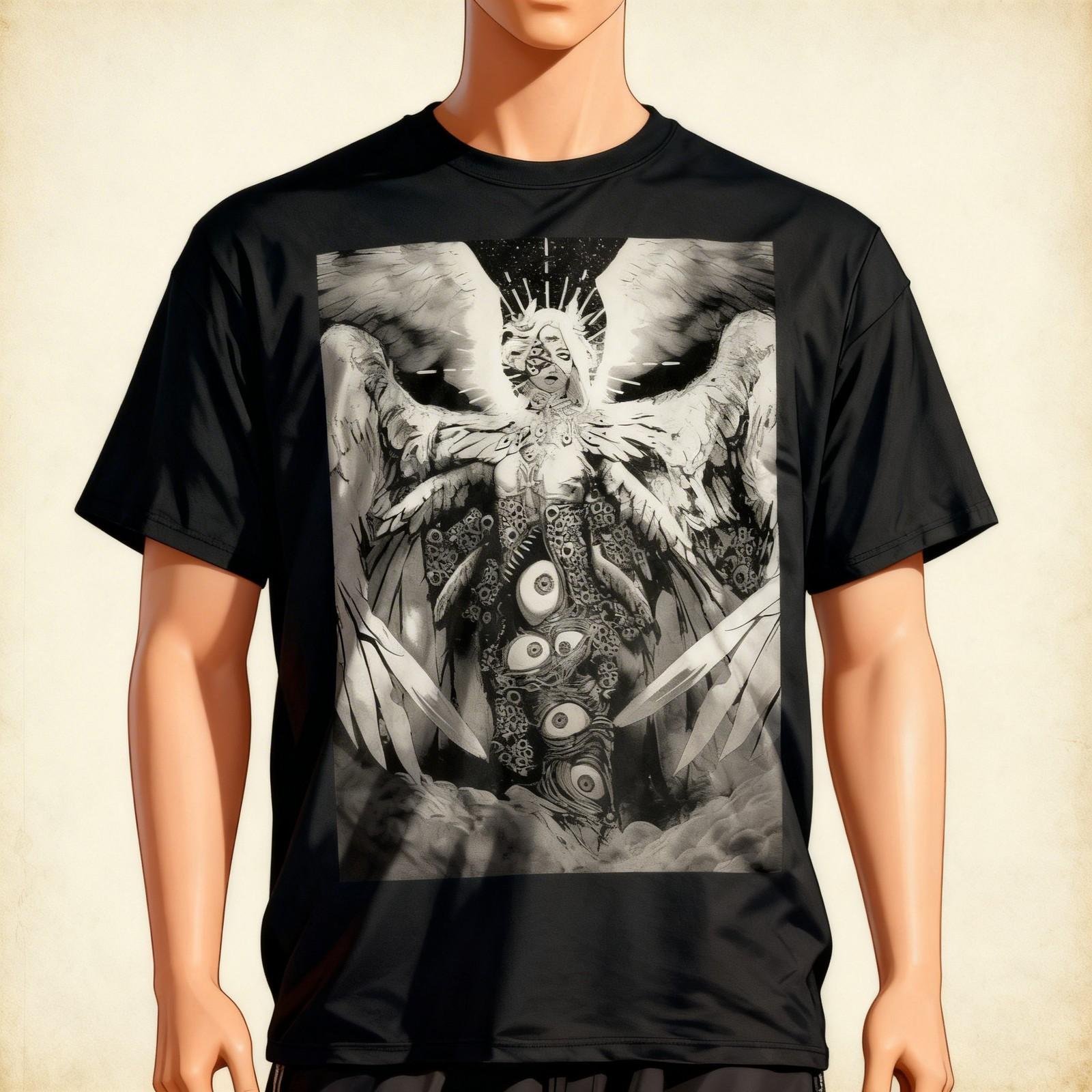 NEW LIMITED Creepy Manga Biblical Angel Scary Eyes Horror Halloween T-Shirt XXXXL
