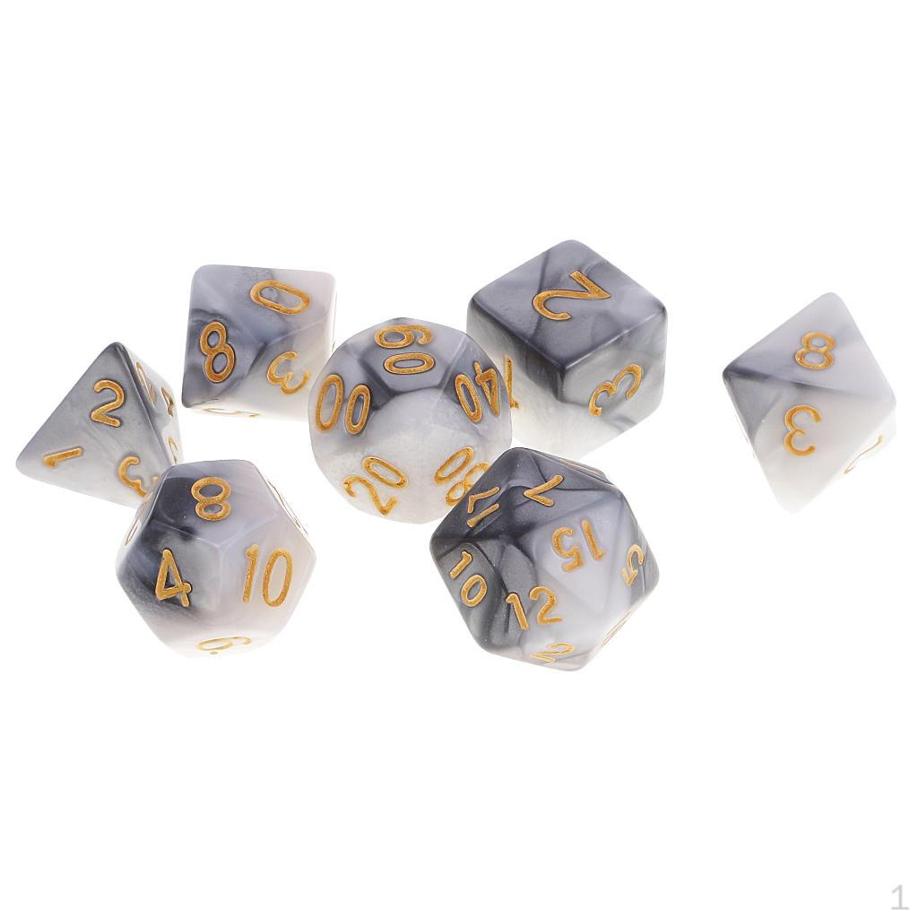 7 Pieces Role Playing Games D8 D10 D12 D20 Polyhedral - Double Colors
