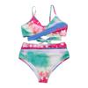 Two Piece Bikini Set with Wrap Around Top and High Waist Bottom Adjustable Straps and Stretch Fabric for Beachwear Swimwear