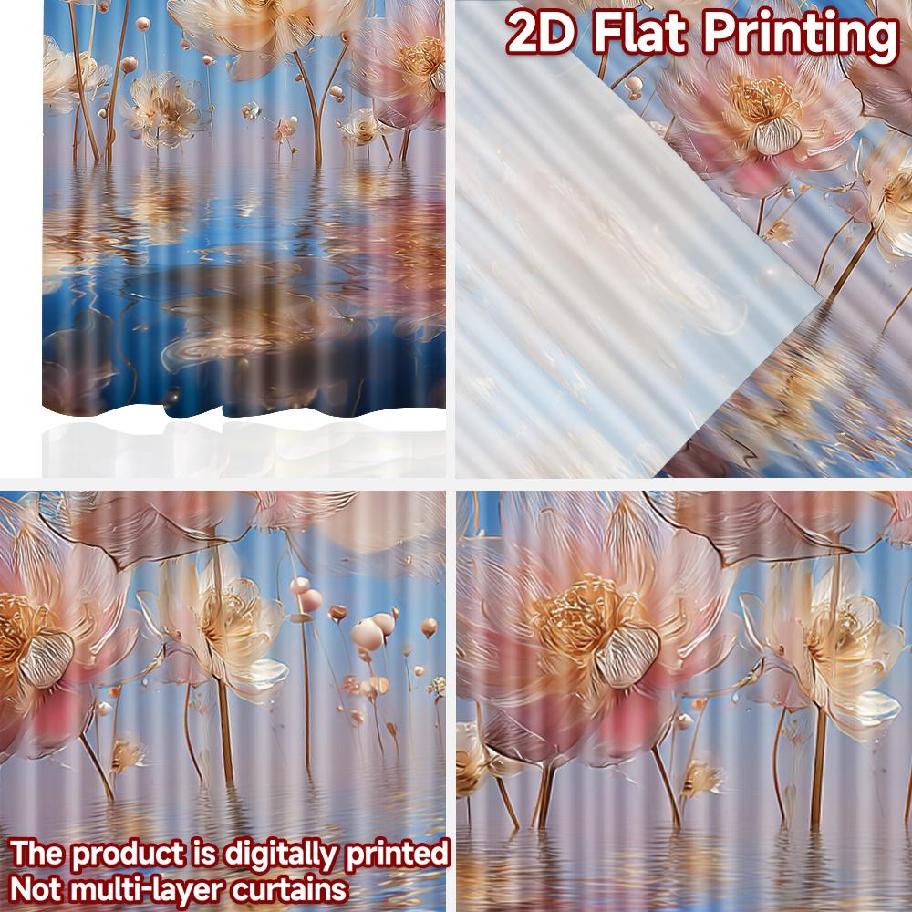Flat Printing Window Drapes Floating Floral Dreamscape Digital Printed Polyester Family Party Use Event Curtains Set Of 2 Made