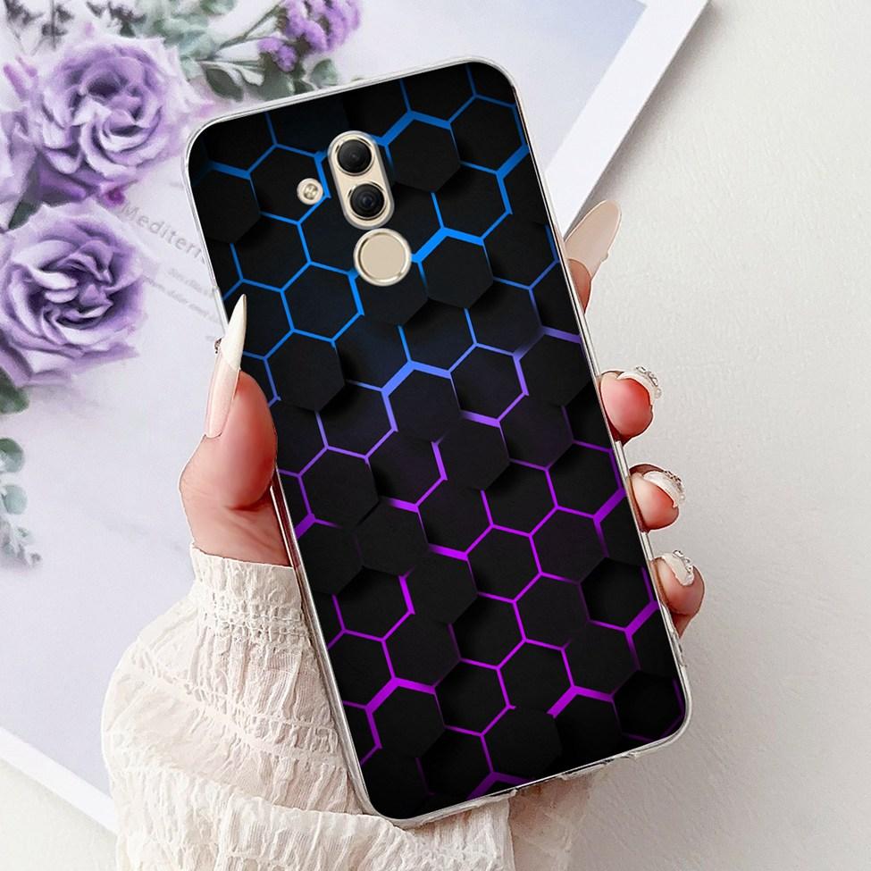 Clear For Huawei Mate 20Lite SNE-LX3 INE-LX2 Back Cover For Huawei Mate 20 Lite Case Cute Cartoon Cat Luxury Flowers Funny Funda