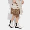 Coach Bolso de hombro Clara 26 clásico estampado de flor antigua copo de nieve cierre de cremallera, cuero artificial, bolso de mano bandolera, modelo mujer, marrón