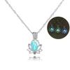New Luminous Stone Lotus Pendant Necklace Fashionable Women Lotus Hollow Necklace Creative Luminous Pendant Holiday Jewelry Gift