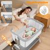 Height Adjustable Bedside Crib 3 In 1 Baby Bassinet Rocking Bassinet with Soft Mattress Wheels Bassinets 6 Adjustable Easy Folding Portable