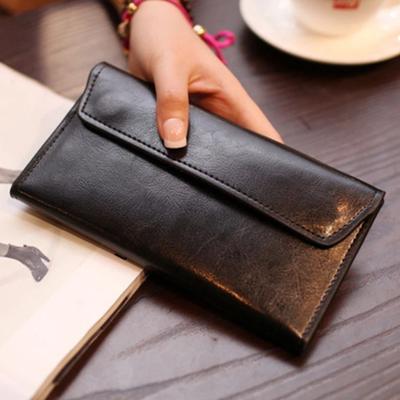 Portefeuille Femme en Cuir Véritable Pochette Grande Capacité Ultra-fin Portefeuille Long Élégant et Simple Sac à Main Multifonctionnel