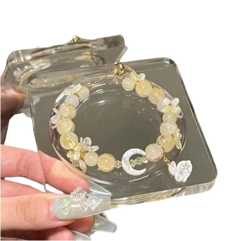 Стильный браслет из бусин Модный браслет-цепочка Регулируемый по длине браслет Текстура смолы для повседневной носки и вечеринок 1