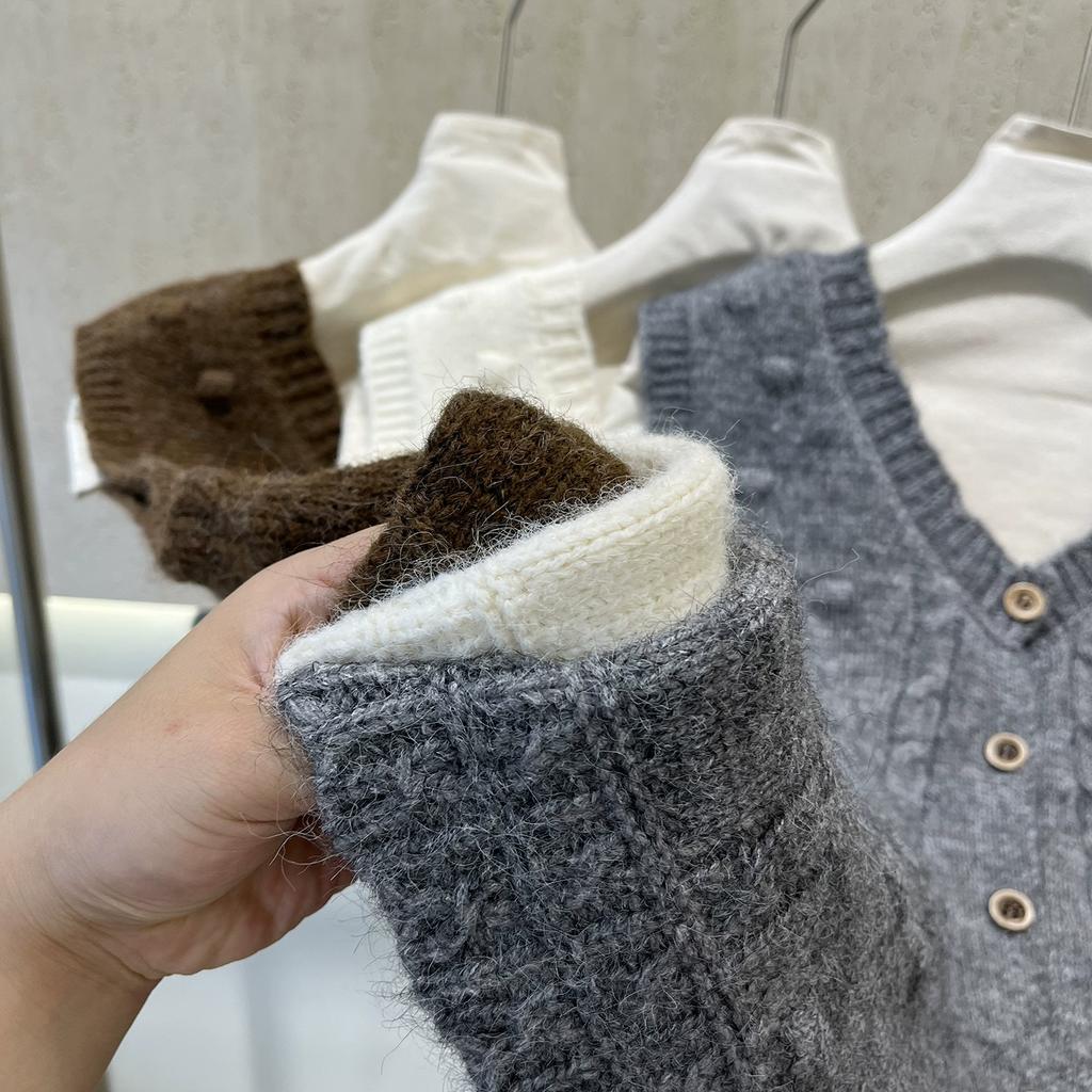 DIMANAF 2025 Autumn Women Sleeveless Vest Sweaters Knitting Buttons Oversize Casual Style Loose Sweater