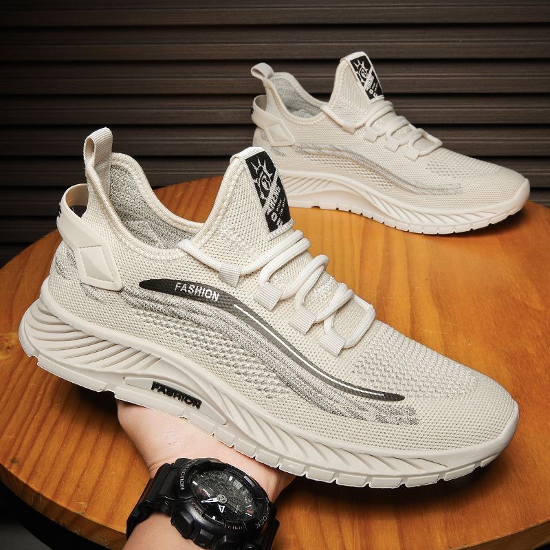 Men's Shoes Summer 2025 New Mesh Breathable Fly-woven Hollow Deodorant Mesh Shoes Men's Soft-soled Casual Sports Trendy Shoes