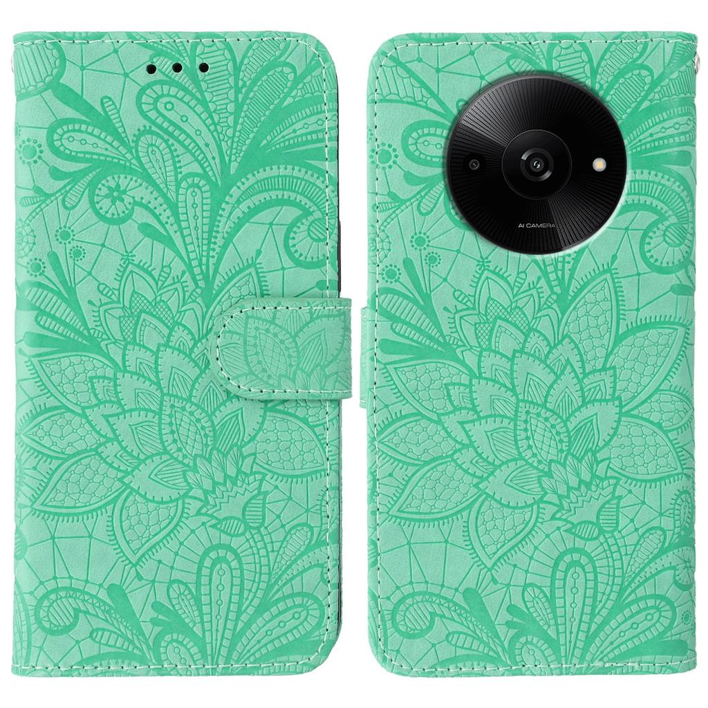 For Xiaomi Redmi A3 4G/A3x 4G/Poco C61 4G Case Lace Flowers PU Leather Flip Wallet Phone Cover
