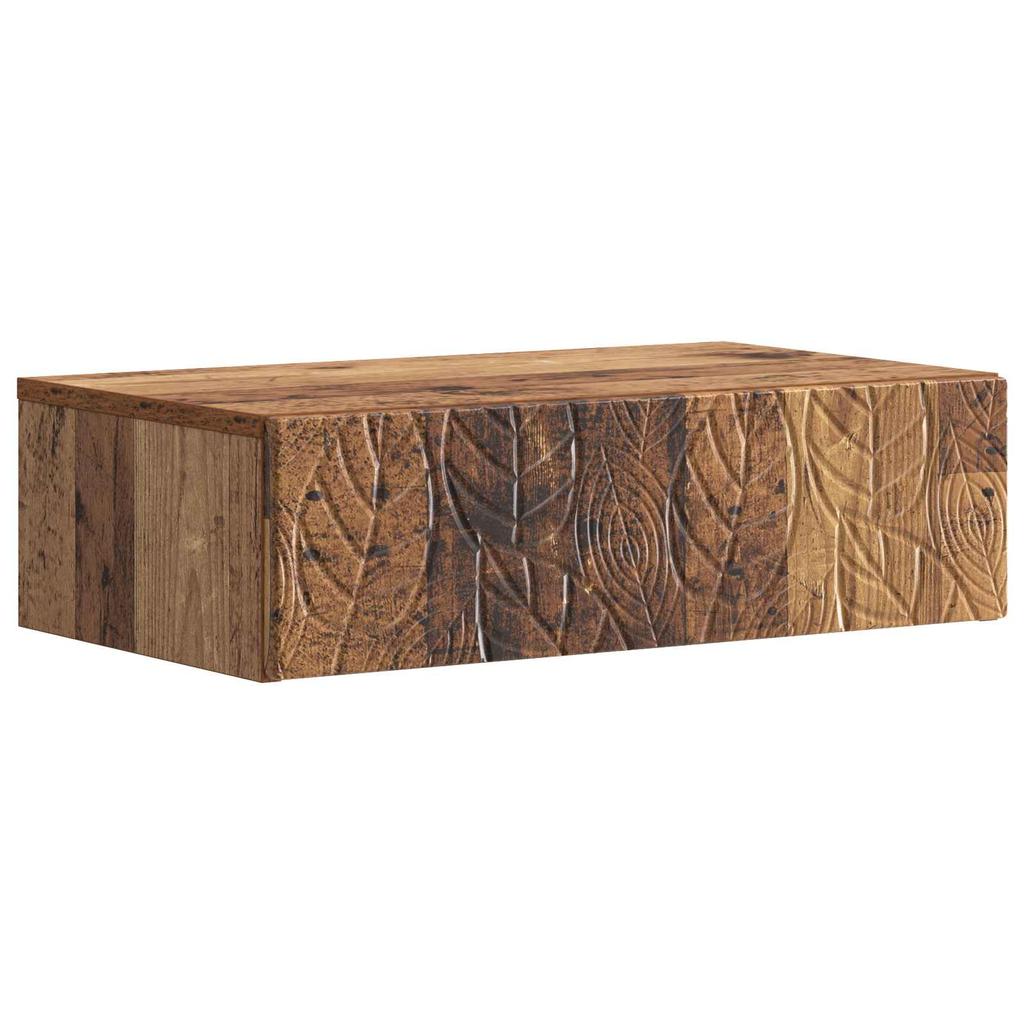 Wall Mounted Side Table Reclaimed Wood Look 59 x 34.5 x 17 cm