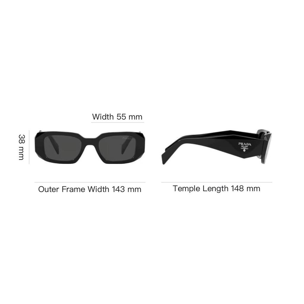Prada Logo Plastic Square Sunglasses Unisex sunglasses Black PR17WSF1AB5S0