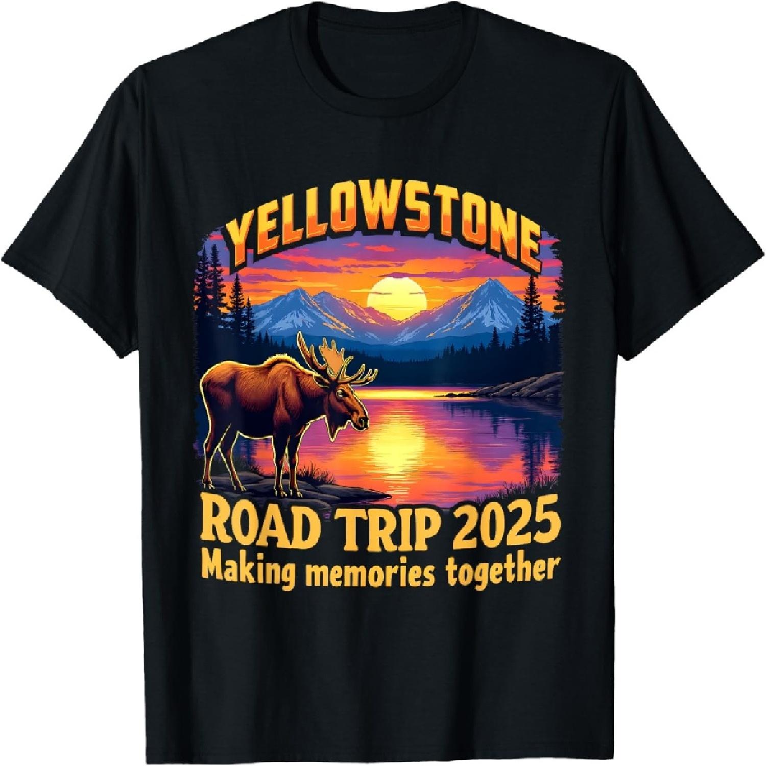 Yellowstone Road Trip 2025 Family National Park Outdoor T-Shirt(1) XXXXXL разноцветный