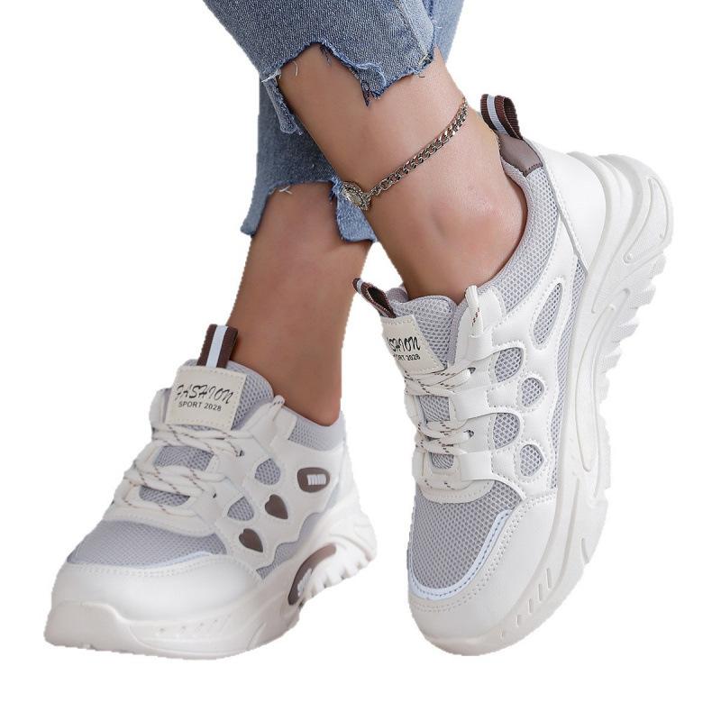 New lace-up casual sports shoes wear-resistant and non-slip dad shoes flat-bottomed breathable student shoes soft sole
