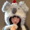 Damen S Koala Plüsch Ohrenklappen Wintermütze Warm Verdickt Für Große Köpfe