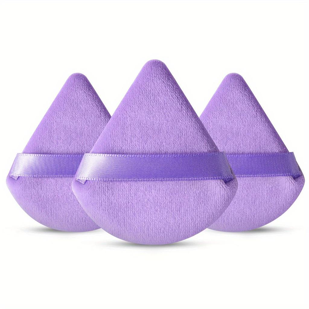 3pcs Triangular Powder Puff, Soft and Comfortable, Suitable for Loose Powder and Body Powder, Dry and Wet Dual-use, Makeup Tool, Beauty Tool