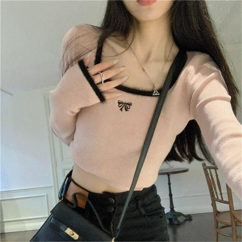 

Soft Chic French-Style Short Sleeve White Tee for Women - 2024 Autumn/Winter Medium рожевий