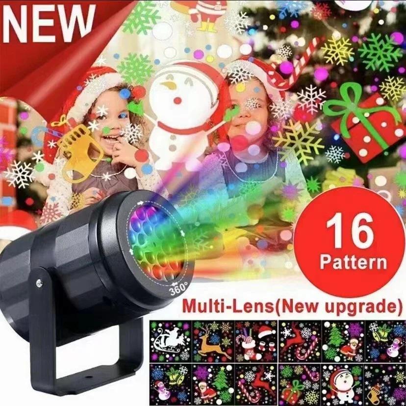 

1pc Snowflake Christmas Projector,USB Powered Rotating Christmas Pattern LED Stage Lights,Outdoor Night Lighting Christmas Decor USB Plug