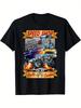 Vintage Hot Rod Muscle Car Men's T-Shirt- Black Cotton Classic Car Speed Shop Ca