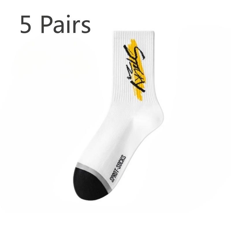 5 Pairs of Men's Summer Thin New Cotton Socks Absorb Sweat Breathable Tube Socks