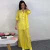 2024 Autumn Women’s Solid Color Fashion Hollow-Out Loose Shirt & Casual Long Pants Set