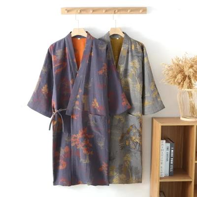 Pánské domácí oblečení Bavlnové kimono Pyžamo Župany na jaro Žakárový potisk Domácí oblečení Střední délka Nadměrná velikost Prodyšný župan