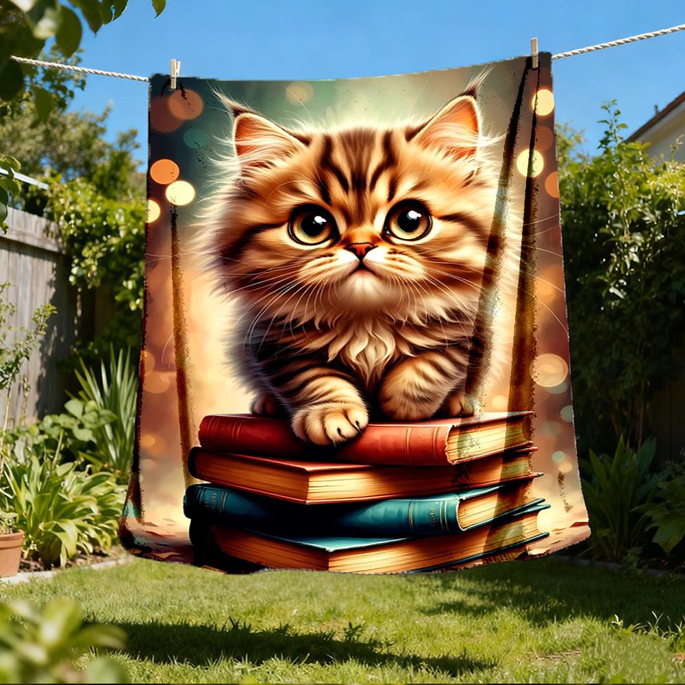 1 Stück Katze Bücher Outdoor-Decke - Weiches Flanell Gemütlich für Reisen & Camping - Ganzjahres Warme Bettdecke, Maschinenwaschbar yy251229103