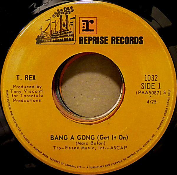 

Футболка с 7-дюймовой пластинкой. REX Bang A Gong Get It On Raw Ramp 1032 Reprise Records 1971 Канада Рок Б/у