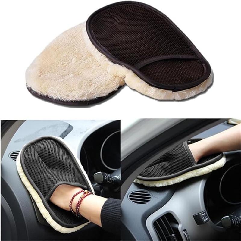 Car Washing Imitation Wool Gloves Thickened Plush Car Wiping Gloves Waxing Polishing Car Cleaning Products