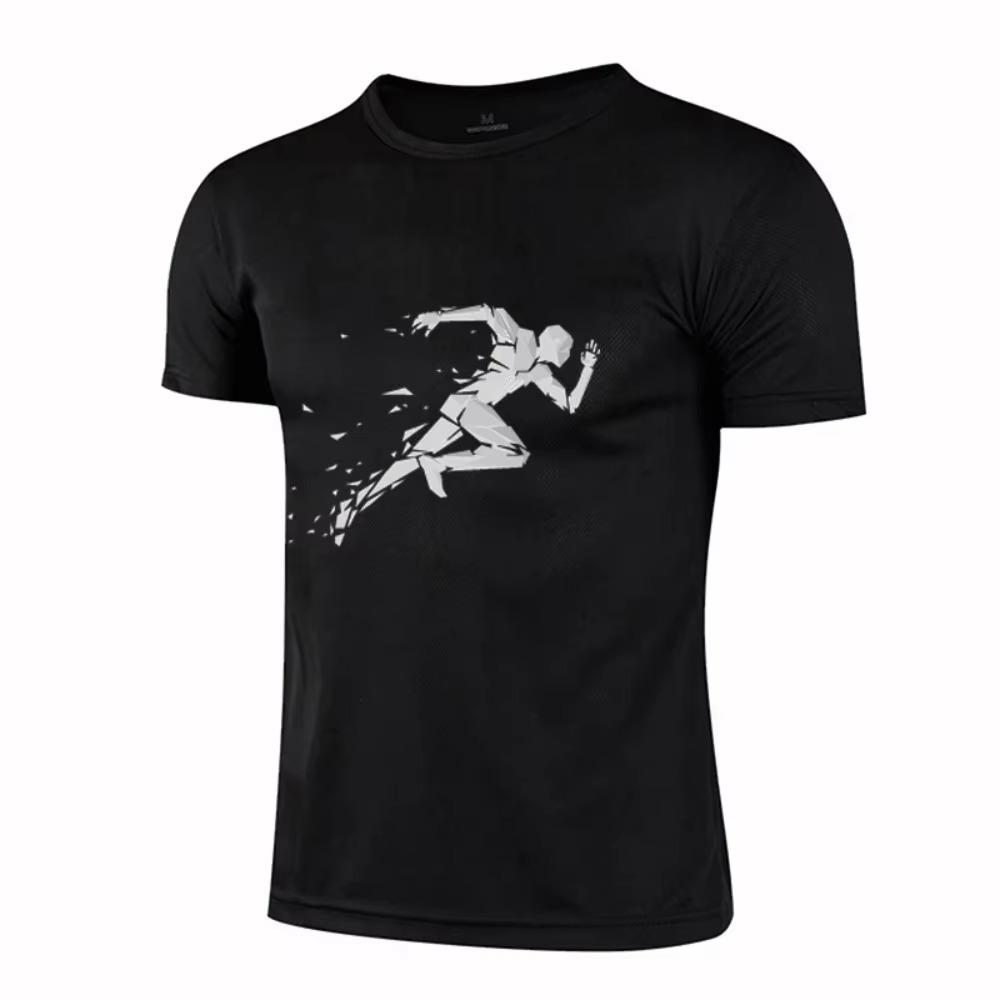 Summer New Men'S Mesh, Eye Breathable, Fast -Drying Fitness Sweatshirts Casual Short -Sleeved T -Shirt Hip -Hop Street Men'S Top