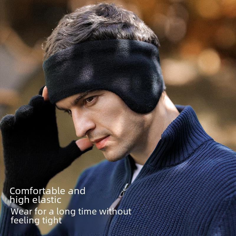 Men's Winter Windproof Ski Earmuffs: Double-Layered, Head/Back-Mounted for Outdoor Sports.