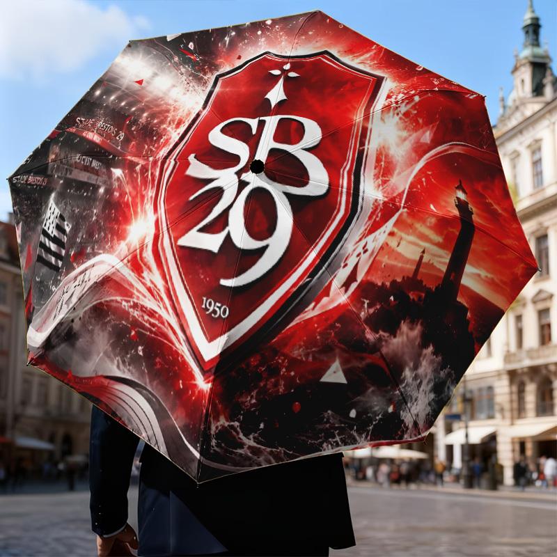 Sb29 Badge Emblem Automatic Folding Umbrella - 8-Rib Travel Umbrella with Auto Open/Close & Portable Gifts for holidays or birthdays