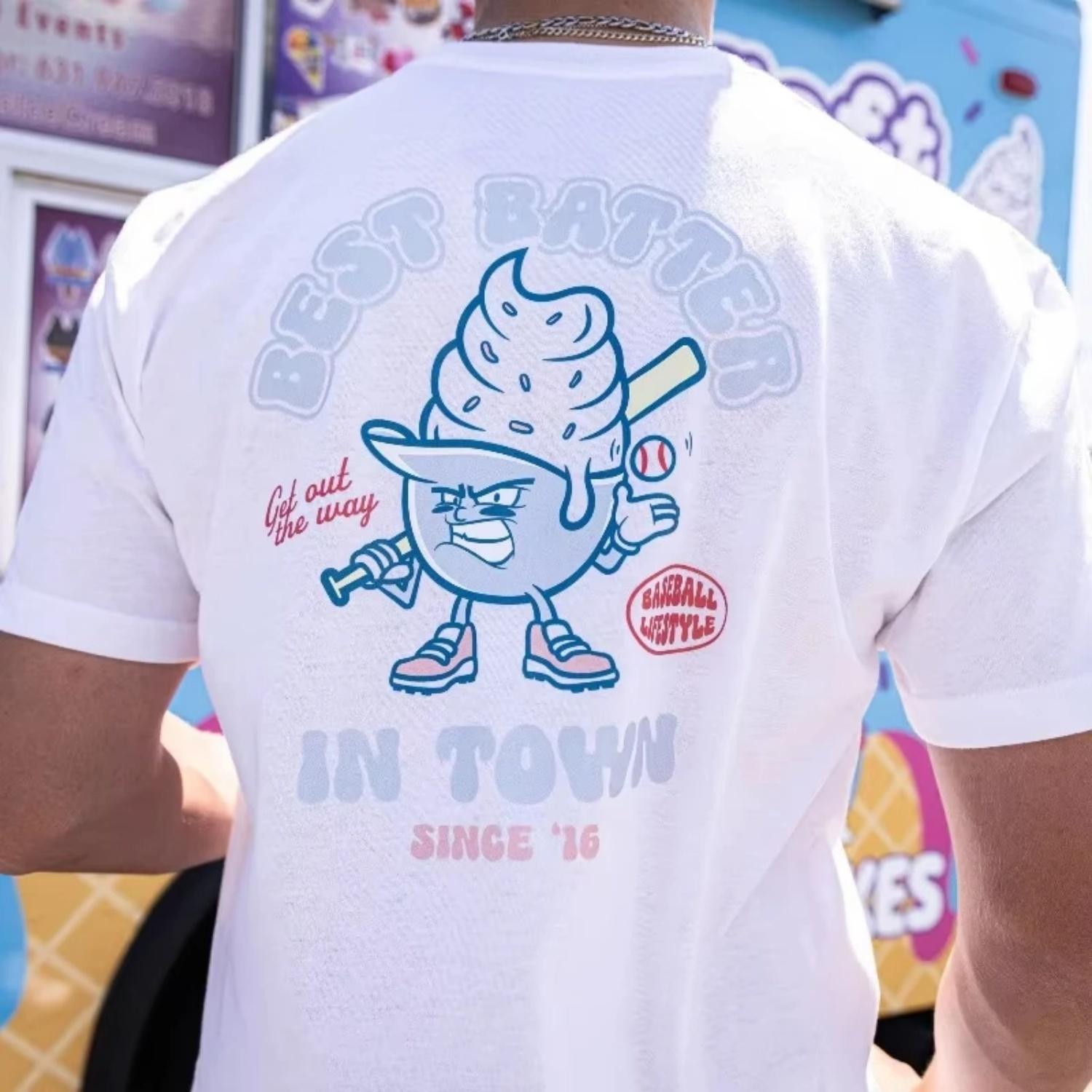 

2026 New Summer Hot Selling 101 Ice Cream Baseball Cartoon Cotton Short Sleeved T-shirt Parent-child Fashion Casual Sportswear S чёрный