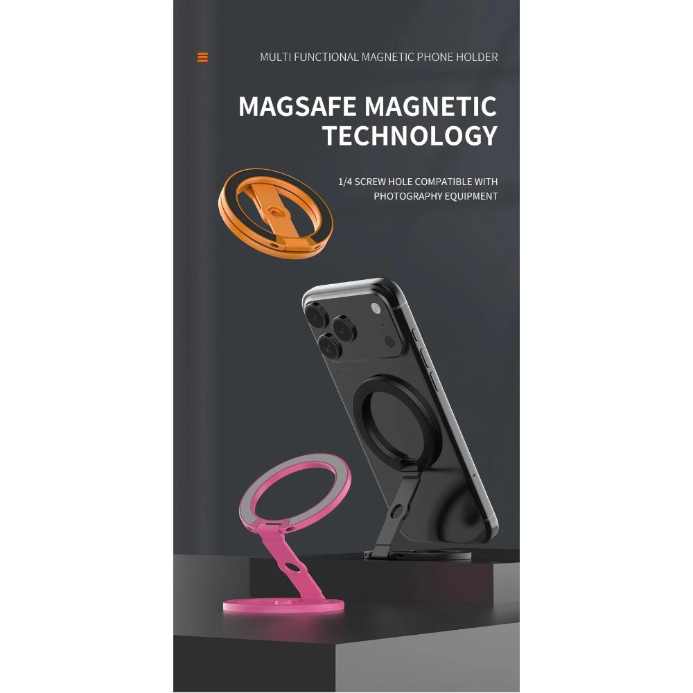 For magsafe Magnetic Phone Holder, Double-sided Magnetic Ring Buckle, Rotating And Folding Metal Stand Support Bracket Grip