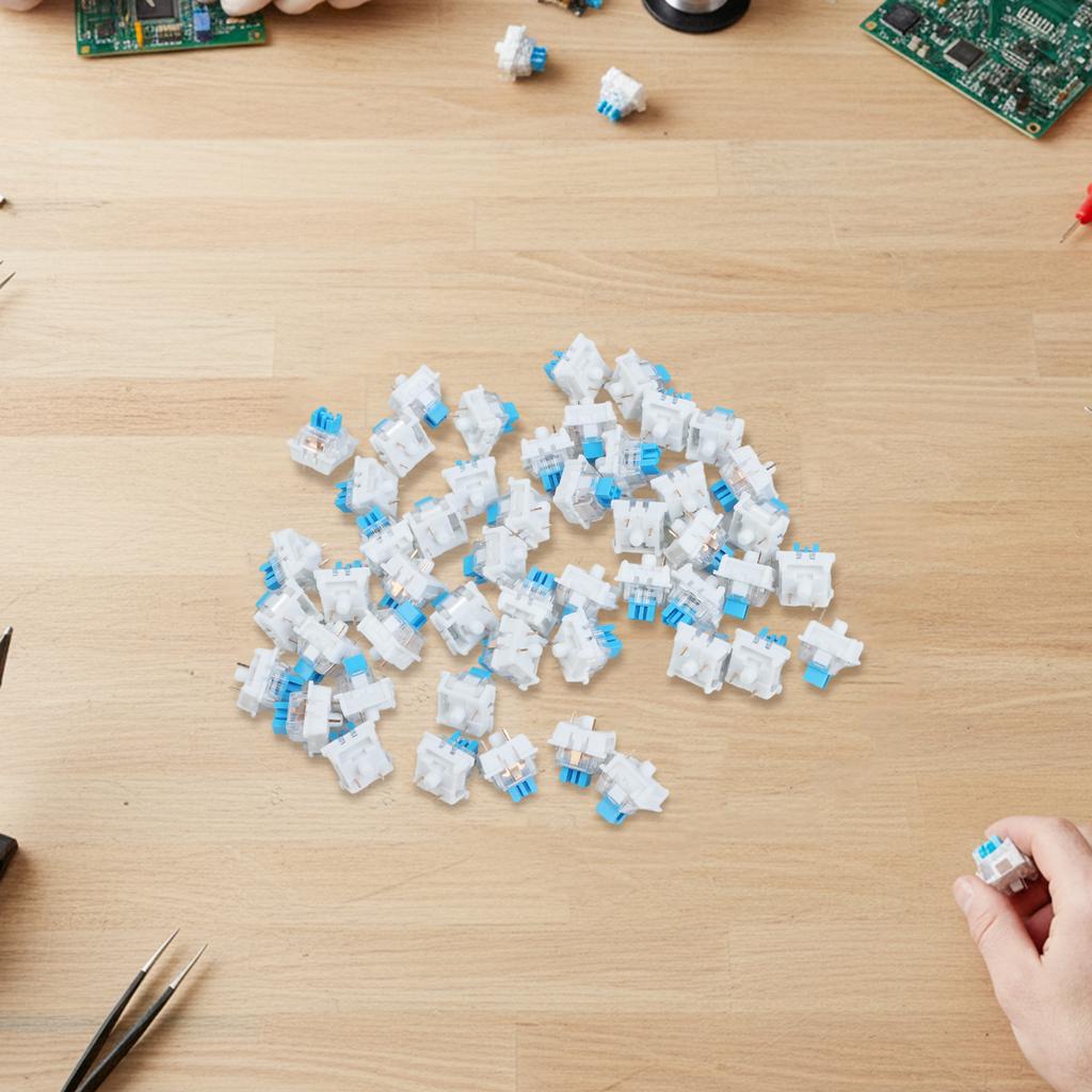 50 PCS Mechanical Keyboard Switches 3 Pin Tactile Clicker with Clear Housing