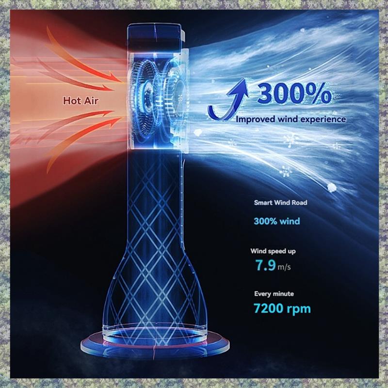 WON Bedroom Tower Fan Silent USB Water Cooling Fan Portable Water Mist Humidification Water Cooling Fan Desktop Air Cooler White