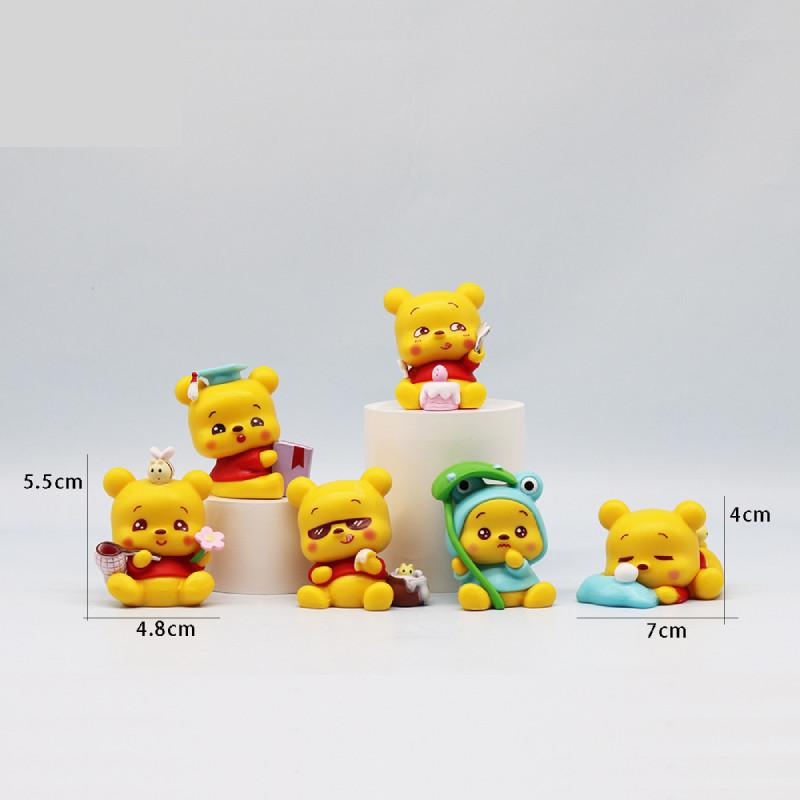Pooh 6pcs Bear Action Figure Cartoon Doll Collectible Desktop Toy Gifts
