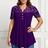 Women's Solid Color Lace V-neck Short Sleeved Casual Top