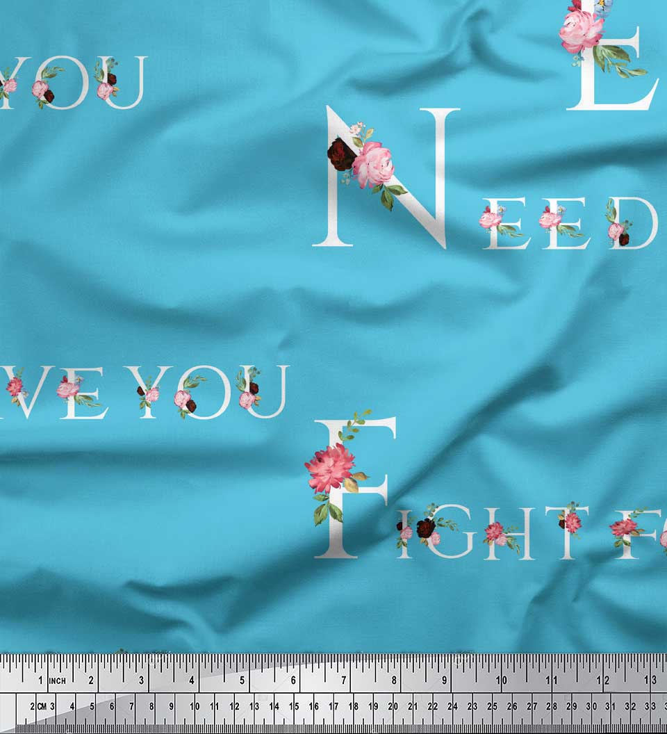 

Тканина Soimoi Black Poly Crepe Fabric Quotes Text Print Тканина на метр 42 дюйма 42 Inch Wide - Poly Crepe синій