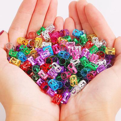 50/100Pcs 8*9mm Πλεξούδα μαλλιών Ρυθμιζόμενοι κούφιοι σωλήνες Πολύχρωμες χάντρες αλουμινίου για κοσμήματα Εξάρτημα κατασκευής γοητείας