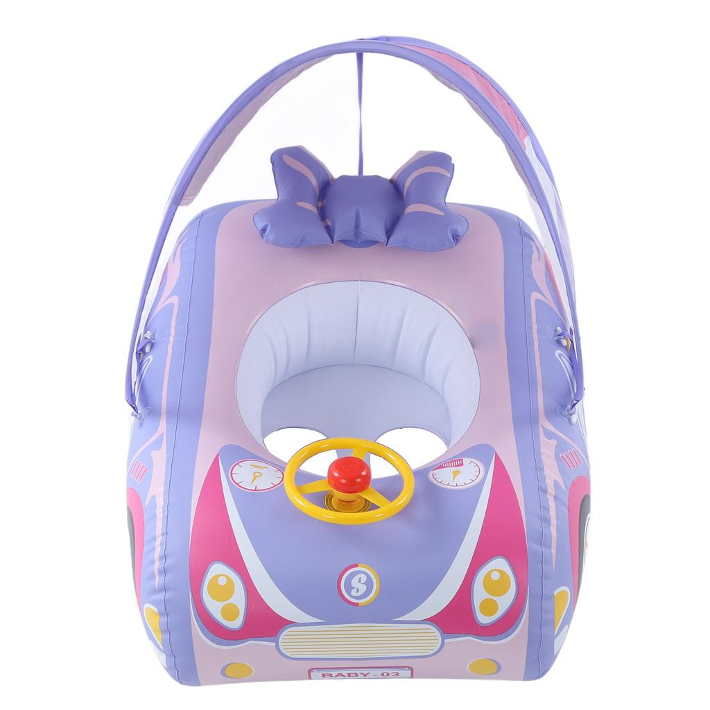 Baby Inflatable Swimming Float Car Shape Ride On Pool Float with Horn and Sunshade for 1 to 4 Years