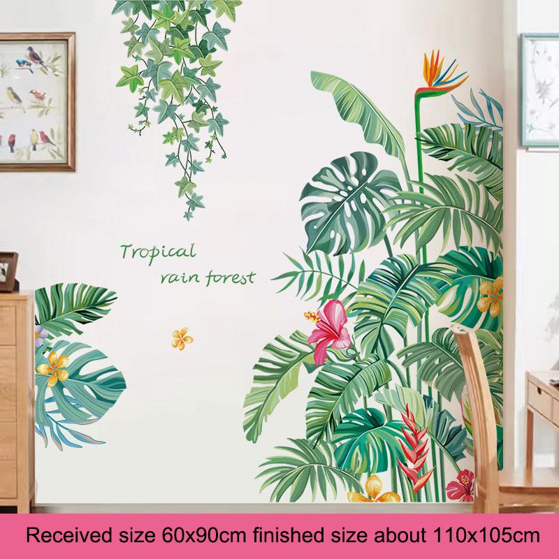 

Креативные наклейки на стену с зелеными растениями, самоклеящиеся 3D обои, съемные декоративные узоры для домашнего фона, настенное искусство 60x90cm зелёный