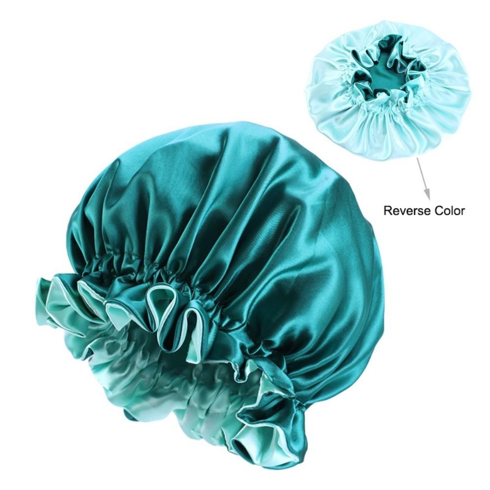 Double Layer Shower Caps Reversible Wear Bath Hair Cap Soft Cosmetic Cap  Makeup Tool