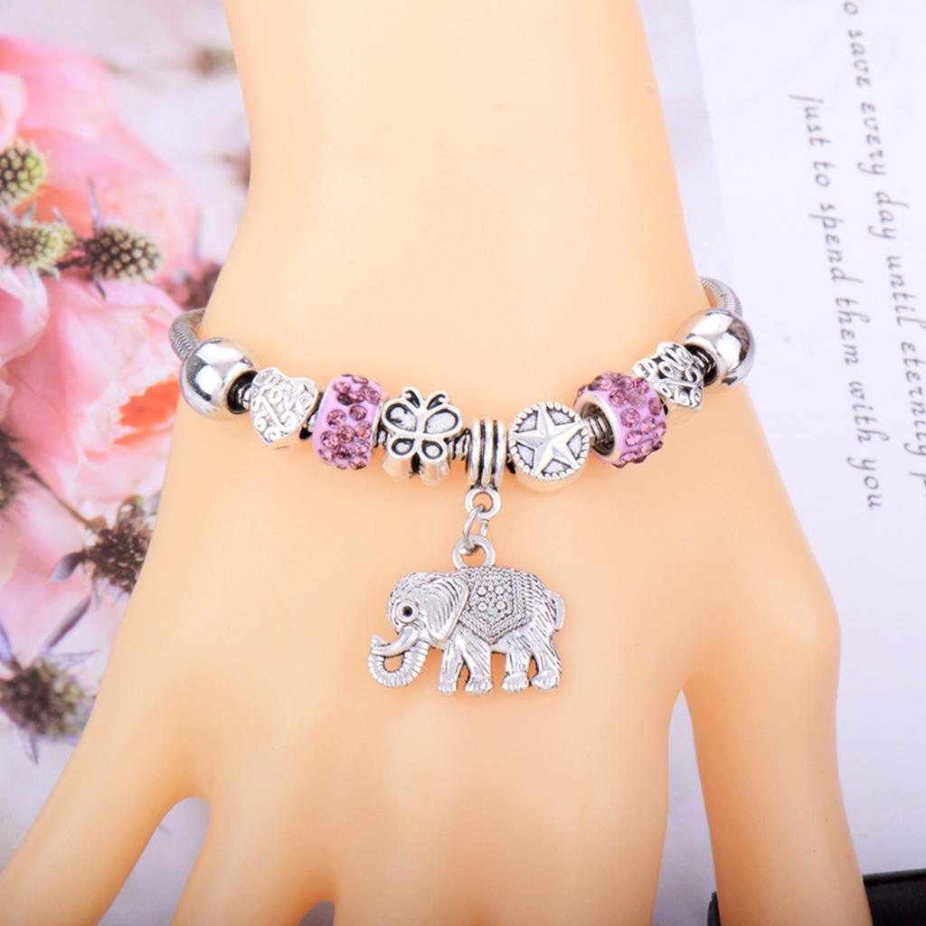1PC Women's Fashion Pan Family Multi Element Beaded Elephant Key Bracelet Date Travel Banquet Party Holiday Dressing Gift