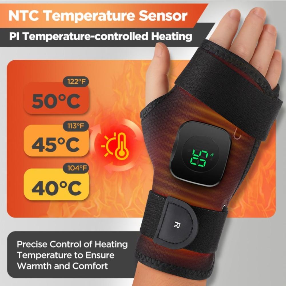 Wireless Wrist Heating Pad 1200 mAh Battery 3 Heat Levels Magnetic Controller Detachable Dual Power Mode for Comfortable Warmth