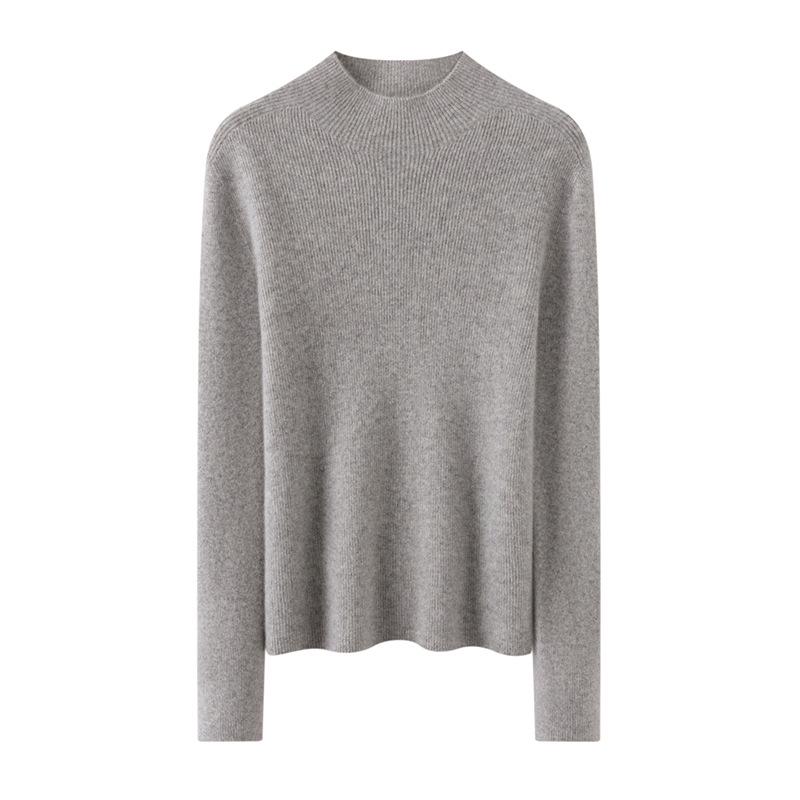 Seamless Pure Cashmere Slim-Fit Ribbed Sweater for Women - Autumn/Winter 2026 Half-High Neck