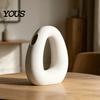 Sophisticated Home Vase Dried Flower Ceramic Vase, Matte Geometric with Hollow Curved Minimalist Decorative Table Design, Modern Tabletop Decor